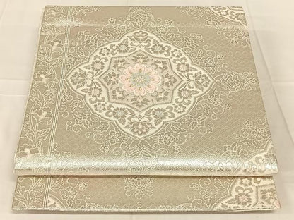 平和屋着物◎佐賀錦　六通柄袋帯　唐織　飾花文　銀糸　正絹　逸品　AABN6087dk