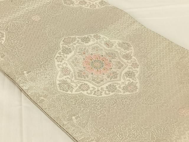 平和屋着物◎佐賀錦　六通柄袋帯　唐織　飾花文　銀糸　正絹　逸品　AABN6087dk