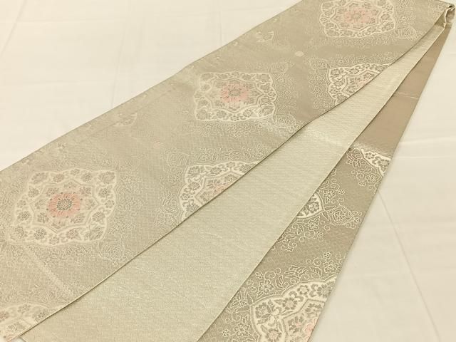 平和屋着物◎佐賀錦　六通柄袋帯　唐織　飾花文　銀糸　正絹　逸品　AABN6087dk