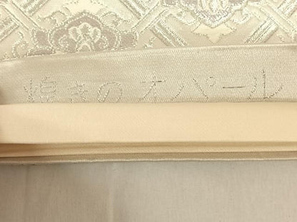 平和屋着物◎六通柄袋帯　煌めきのオパール　花鳥文　銀糸　正絹　逸品　AABN6088dk