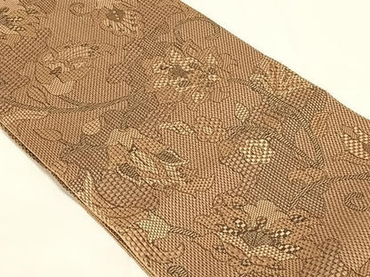 平和屋着物◎八寸名古屋帯　更紗花文　正絹　逸品　AABN6094dk