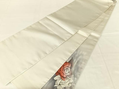 平和屋着物◎石田巳代治　太鼓柄袋帯　作家物　手描き　草花文　正絹　逸品　AABN6097dk
