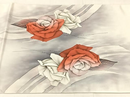 平和屋着物◎石田巳代治　太鼓柄袋帯　作家物　手描き　草花文　正絹　逸品　AABN6097dk
