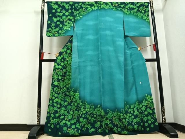 平和屋着物●訪問着　作家物　草花文　暈し染め　金彩　正絹　逸品　AABN7326ph