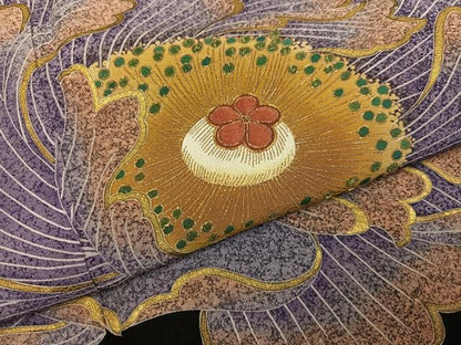 平和屋着物●豪華黒留袖　駒刺繍　牡丹　金彩　正絹　逸品　AABN7328ph