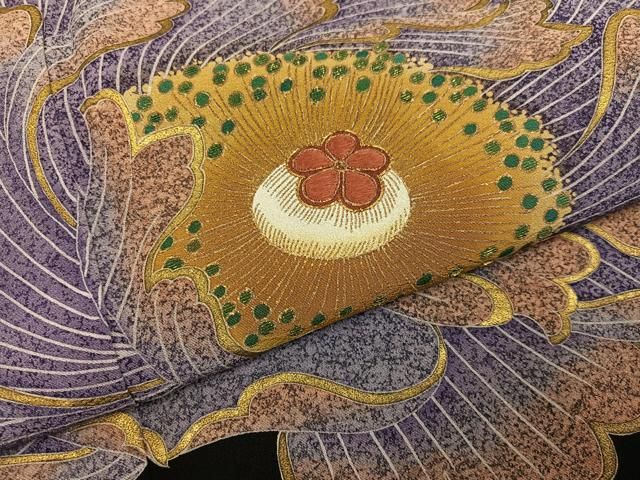 平和屋着物●豪華黒留袖　駒刺繍　牡丹　金彩　正絹　逸品　AABN7328ph