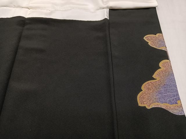 平和屋着物●豪華黒留袖　駒刺繍　牡丹　金彩　正絹　逸品　AABN7328ph
