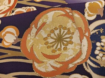 平和屋着物●豪華振袖　駒刺繍　梅文　暈し染め　金彩　鬼しぼ縮緬　正絹　逸品　AABN7331ph