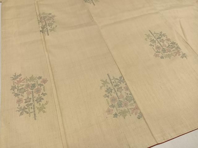 平和屋着物●本場結城紬　重要無形文化財　100亀甲　飛び亀甲　草花文　正絹　逸品　未使用　AABN7332ph