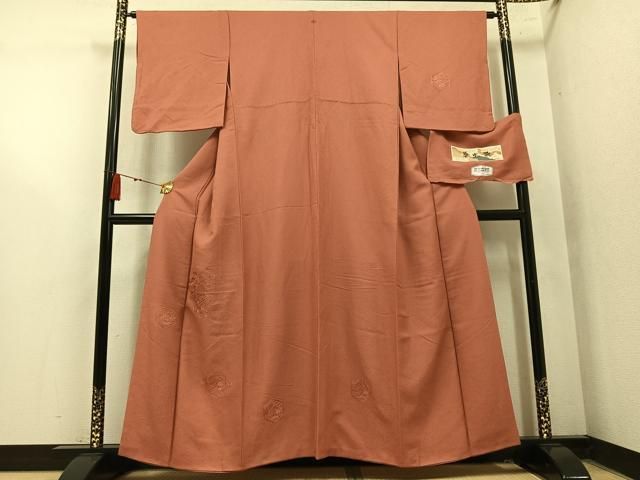 平和屋着物●中国三大刺繍 汕頭刺繍 スワトウ刺繍 総刺繍 無地絵羽訪問着 草木染 亀甲風景花文 色無地 縹色 反端付き 正絹 逸品 AABN7362ph