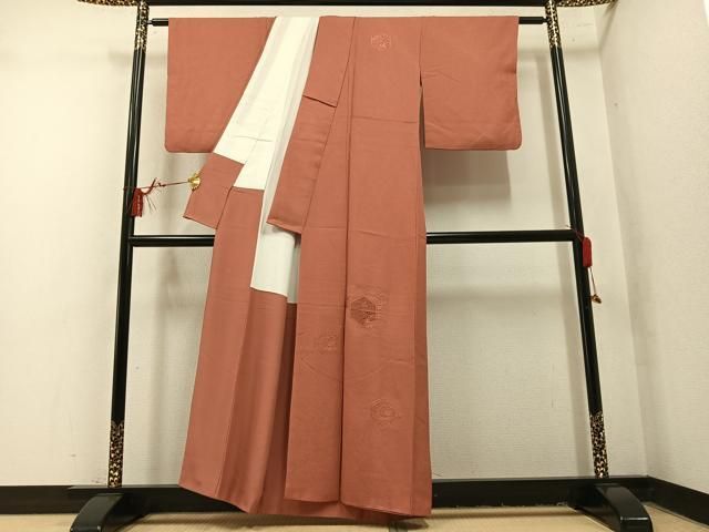 平和屋着物●中国三大刺繍 汕頭刺繍 スワトウ刺繍 総刺繍 無地絵羽訪問着 草木染 亀甲風景花文 色無地 縹色 反端付き 正絹 逸品 AABN7362ph