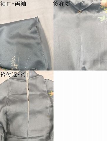 平和屋着物●訪問着　刺繍　草花文　正絹　逸品　AABN7370ph
