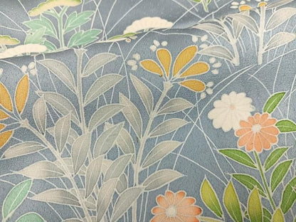 平和屋着物●訪問着　刺繍　草花文　正絹　逸品　AABN7370ph