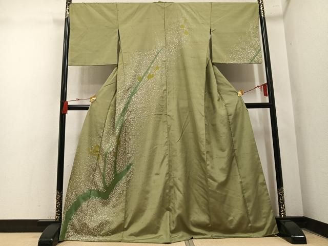 平和屋着物●訪問着　紬地　萩　正絹　逸品　AABN7420ph