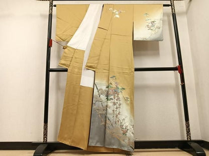 平和屋着物●訪問着　地紙花文　暈し染め　金銀彩　正絹　逸品　AABN7424ph