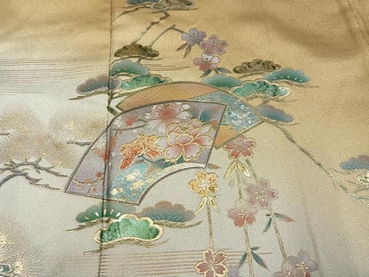 平和屋着物●訪問着　地紙花文　暈し染め　金銀彩　正絹　逸品　AABN7424ph
