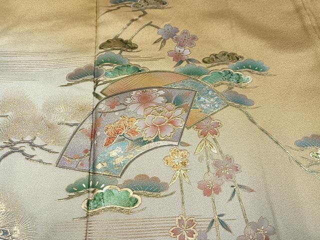平和屋着物●訪問着　地紙花文　暈し染め　金銀彩　正絹　逸品　AABN7424ph