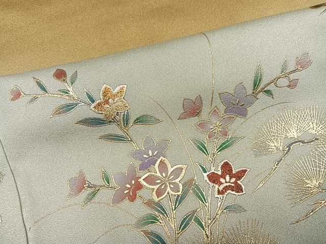 平和屋着物●訪問着　地紙花文　暈し染め　金銀彩　正絹　逸品　AABN7424ph