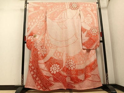 平和屋着物●豪華振袖　総絞り　草花文　正絹　逸品　AABN7426ph