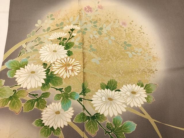 平和屋着物●訪問着　駒刺繍　草花文　暈し染め　金彩　正絹　逸品　AABN7433ph