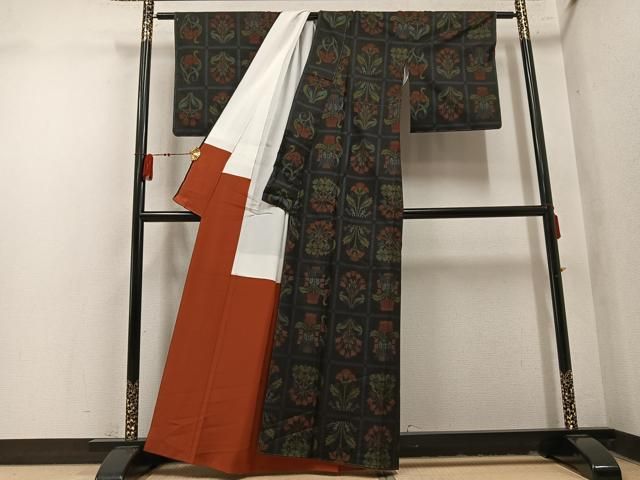 平和屋着物●藍造り国選定無形文化財 藍師・佐藤昭人 奄美大島作家・安田直之助 本場大島紬 7マルキ 証紙付き 正絹 逸品 未使用 AABN7436ph