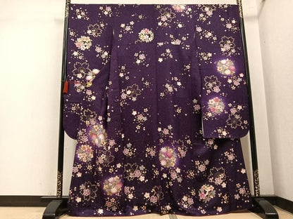 平和屋着物●豪華振袖　舞花文　金彩　銀通し地　正絹　逸品　AABN7439ph