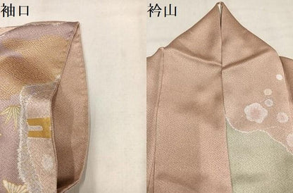 平和屋着物●訪問着　作家物　駒刺繍　雪花　草花文　金彩　正絹　逸品　AABN7440ph
