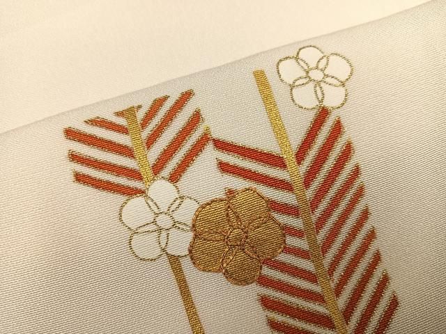 平和屋着物●訪問着　駒刺繍　矢羽根梅文　金彩　正絹　逸品　未使用　AABN7448ph