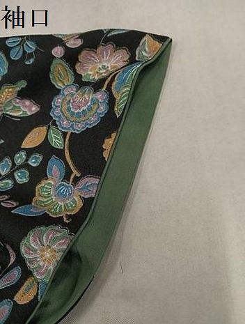 平和屋着物●上質な小紋　舞蝶更紗　黒地　京都きもの友禅扱い　正絹　逸品　AABN7452ph