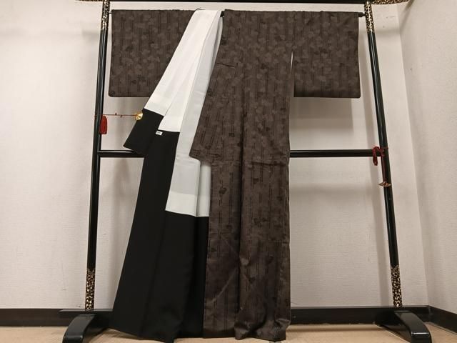 平和屋着物●上質な紬　蔦の葉間道　正絹　逸品　AABN7455ph