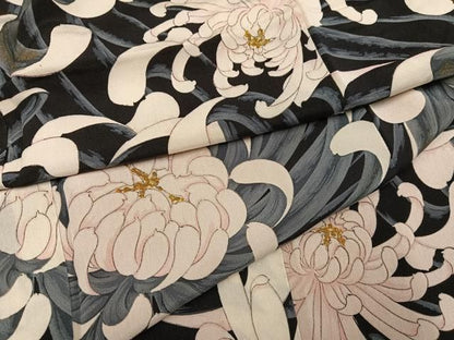 平和屋着物●上質な小紋　乱菊　黒地　金彩　正絹　逸品　AABN7457ph