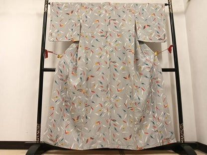 平和屋着物●上質な小紋　型染め　花蝶文　正絹　逸品　AABN7463ph