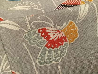 平和屋着物●上質な小紋　型染め　花蝶文　正絹　逸品　AABN7463ph