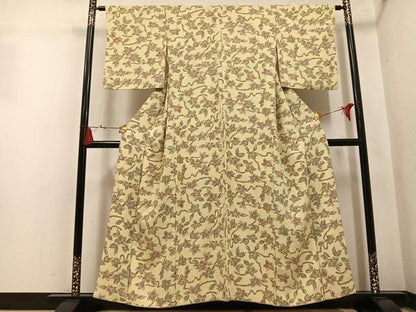 平和屋着物●上質な小紋　枝花文　正絹　逸品　AABN7464ph