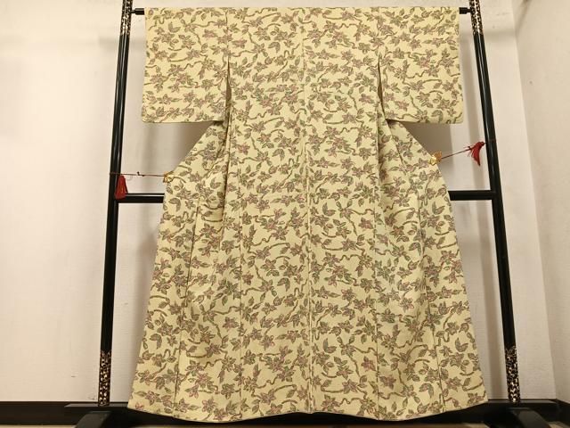 平和屋着物●上質な小紋　枝花文　正絹　逸品　AABN7464ph