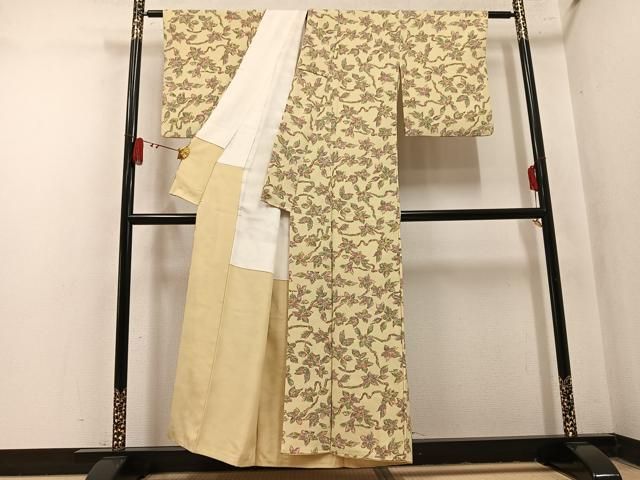 平和屋着物●上質な小紋　枝花文　正絹　逸品　AABN7464ph