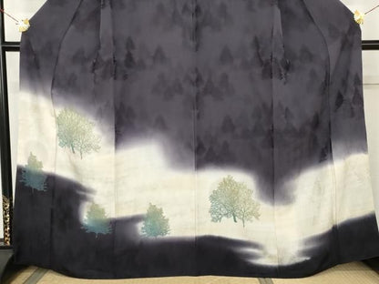 平和屋着物●訪問着　樹林文　暈し染め　まるやま扱い　正絹　逸品　AABN8003cs