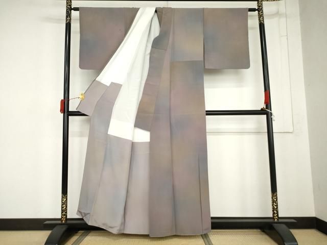 平和屋着物●染色作家　斉藤三才　小紋　霞文　暈し染め　正絹　逸品　AABN8004cs