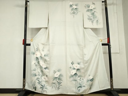 平和屋着物●訪問着　手描き　枝花文　正絹　逸品　AABN8005cs