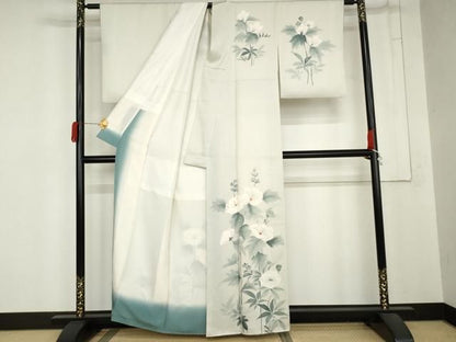 平和屋着物●訪問着　手描き　枝花文　正絹　逸品　AABN8005cs