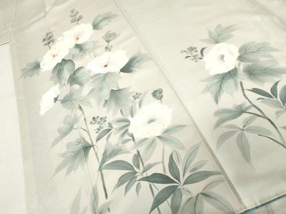 平和屋着物●訪問着　手描き　枝花文　正絹　逸品　AABN8005cs