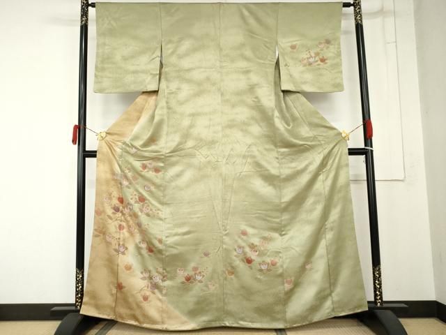 平和屋着物●訪問着　刺繍　橘　暈し染め　金彩　正絹　逸品　AABN8020cs