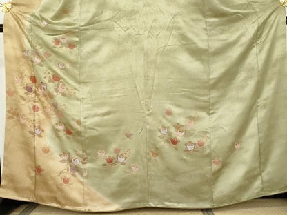 平和屋着物●訪問着　刺繍　橘　暈し染め　金彩　正絹　逸品　AABN8020cs