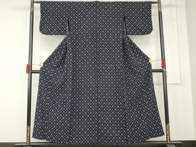 平和屋着物●筑紫ゆうき　単衣　幾何学文様　綿　逸品　AABN8036cs