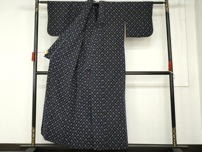 平和屋着物●筑紫ゆうき　単衣　幾何学文様　綿　逸品　AABN8036cs