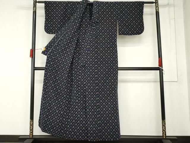 平和屋着物●筑紫ゆうき　単衣　幾何学文様　綿　逸品　AABN8036cs