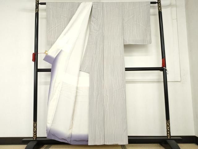 平和屋着物●上質な小紋　ろうけつ染　変わり縞　正絹　逸品　未使用　AABN8037cs