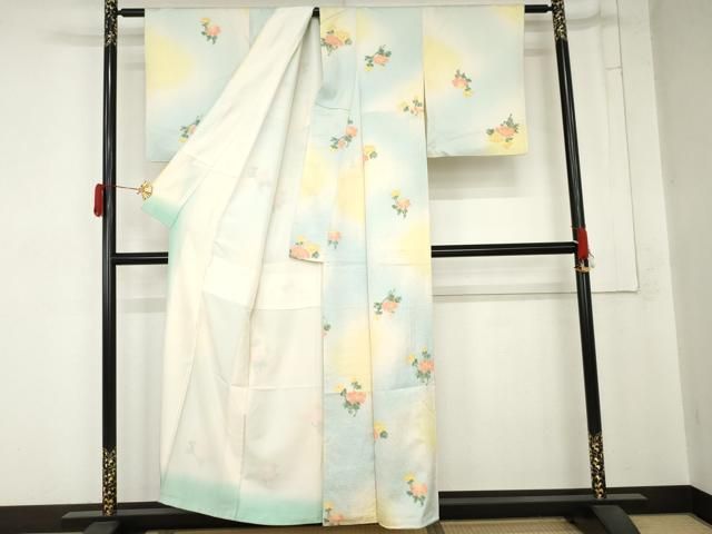 平和屋着物●上質な小紋　手描き　枝花文　暈し染め　正絹　逸品　AABN8041cs