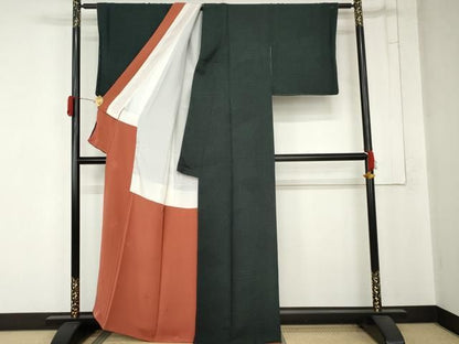 平和屋着物●お召　江戸小紋　亜狂人北斎筆　正絹　逸品　AABN8043cs