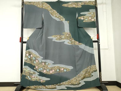 平和屋着物●訪問着　辻が花　暈し染め　金彩　正絹　逸品　AABN8044cs